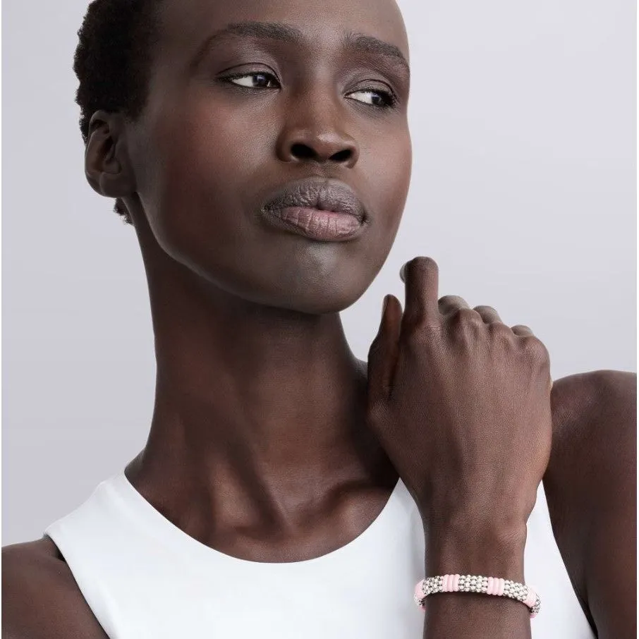 Lagos Sterling Silver Pink Caviar Ceramic Station Bracelet