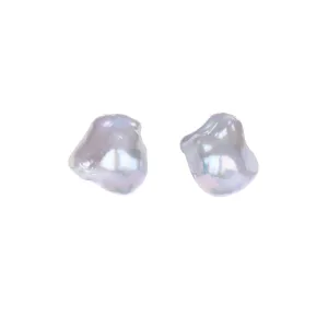 Large Baroque Gold Plated Studs w. Pearls