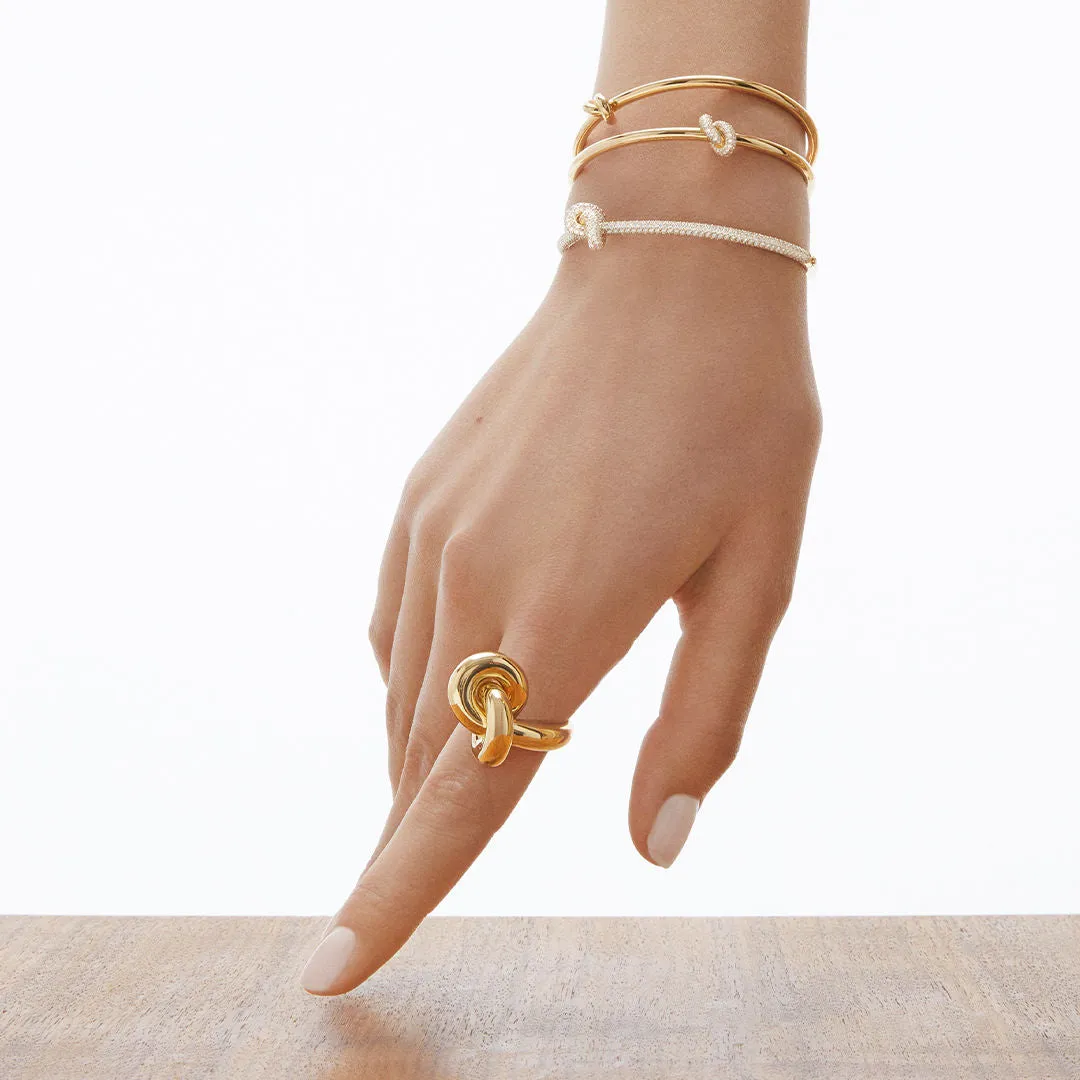 Legacy Knot 18K Gold Bangle w. Diamonds