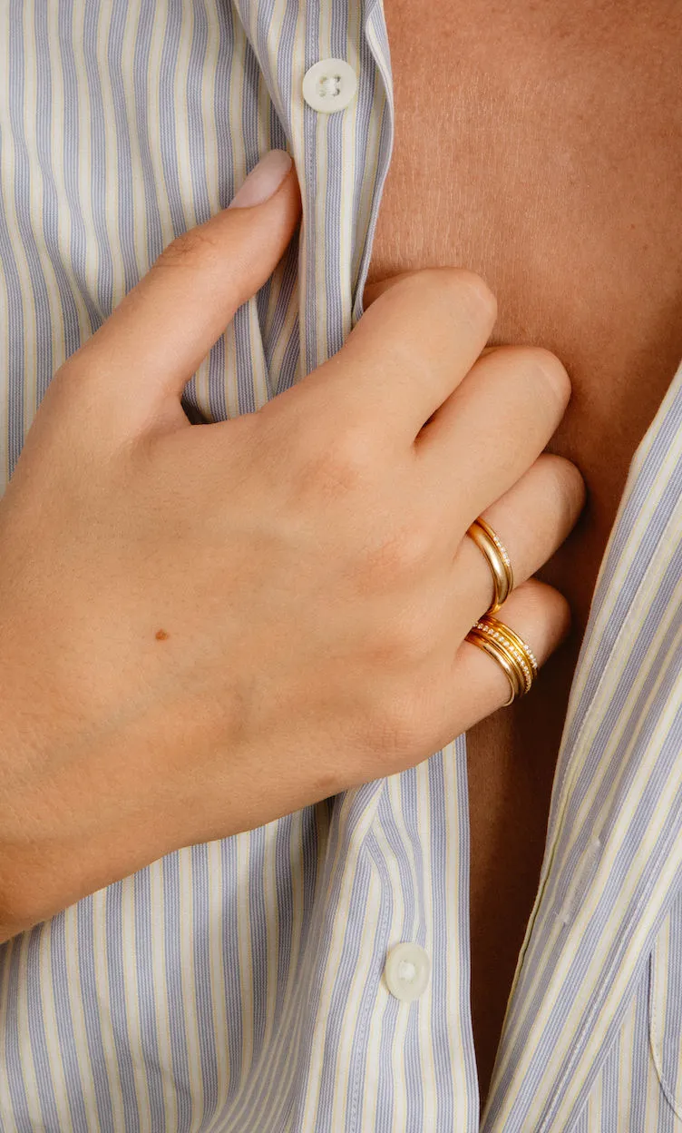 Line Pavé 18K Rose Gold Ring w. Lab-Grown Diamonds