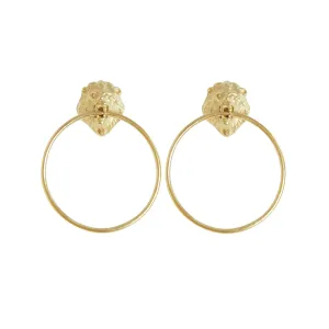 Lion Large Earrings Gold Plated