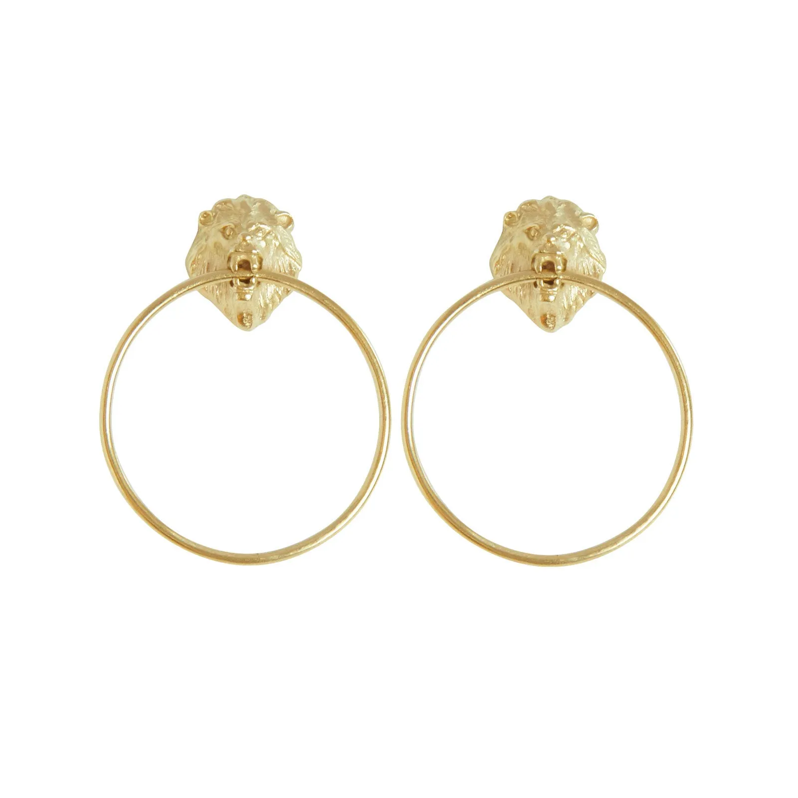 Lion Large Earrings Gold Plated