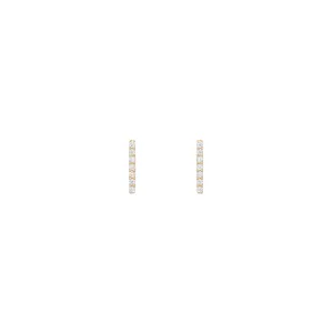 Long Bar 18K Gold Stud w. Diamonds