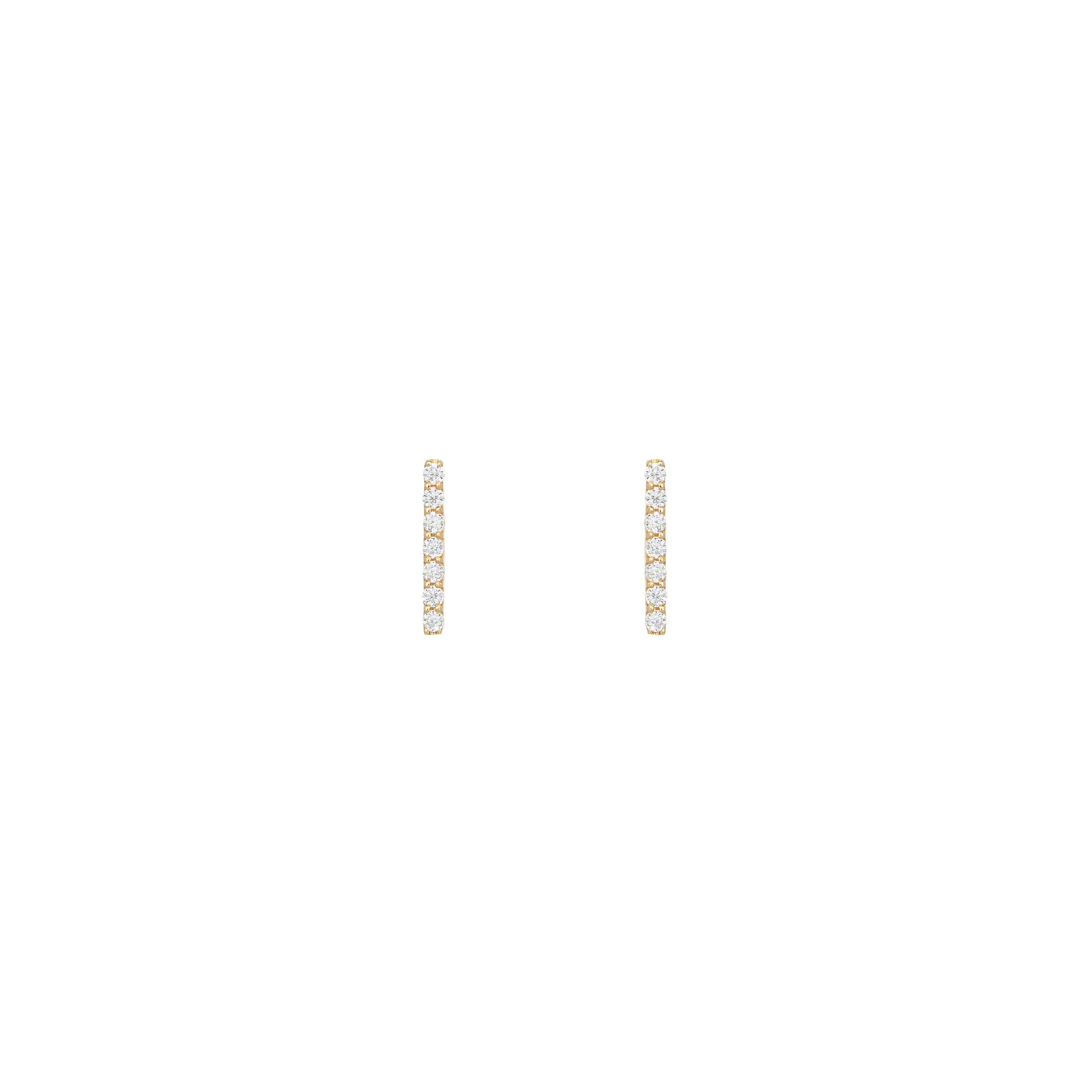 Long Bar 18K Gold Stud w. Diamonds