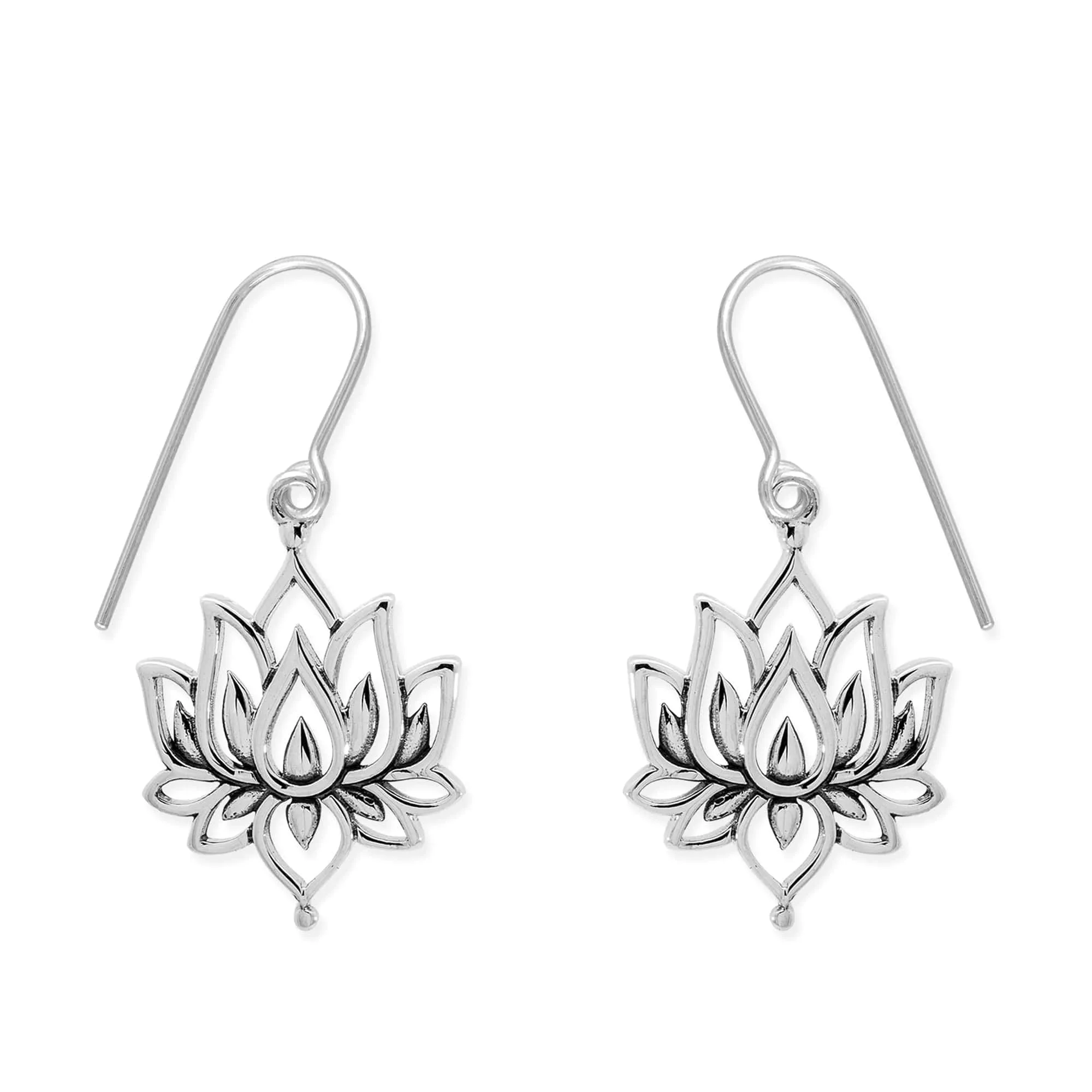 Lotus Flower Dangle Earrings