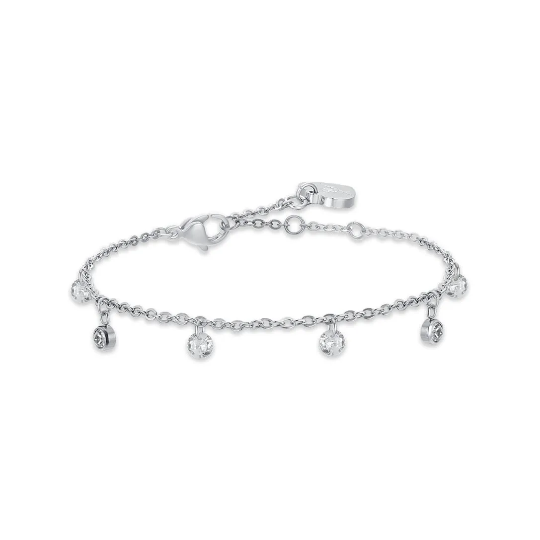 Luca Barra Ladies Steel Bracelet with White Crystals