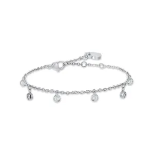 Luca Barra Ladies Steel Bracelet with White Crystals