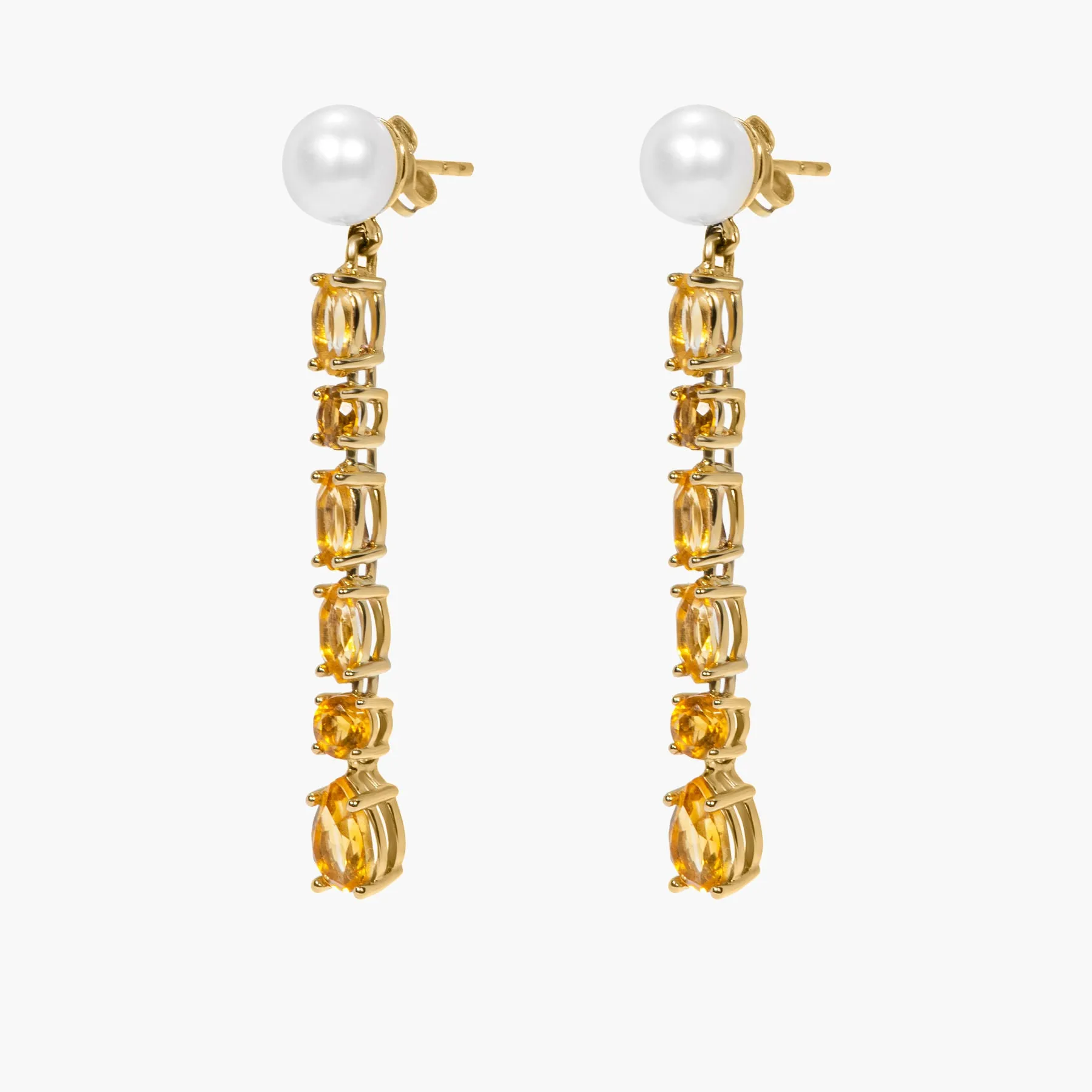 MALKA 9k Gold Earrings w. Citrins & Pearls