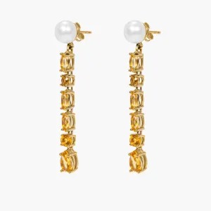 MALKA 9k Gold Earrings w. Citrins & Pearls