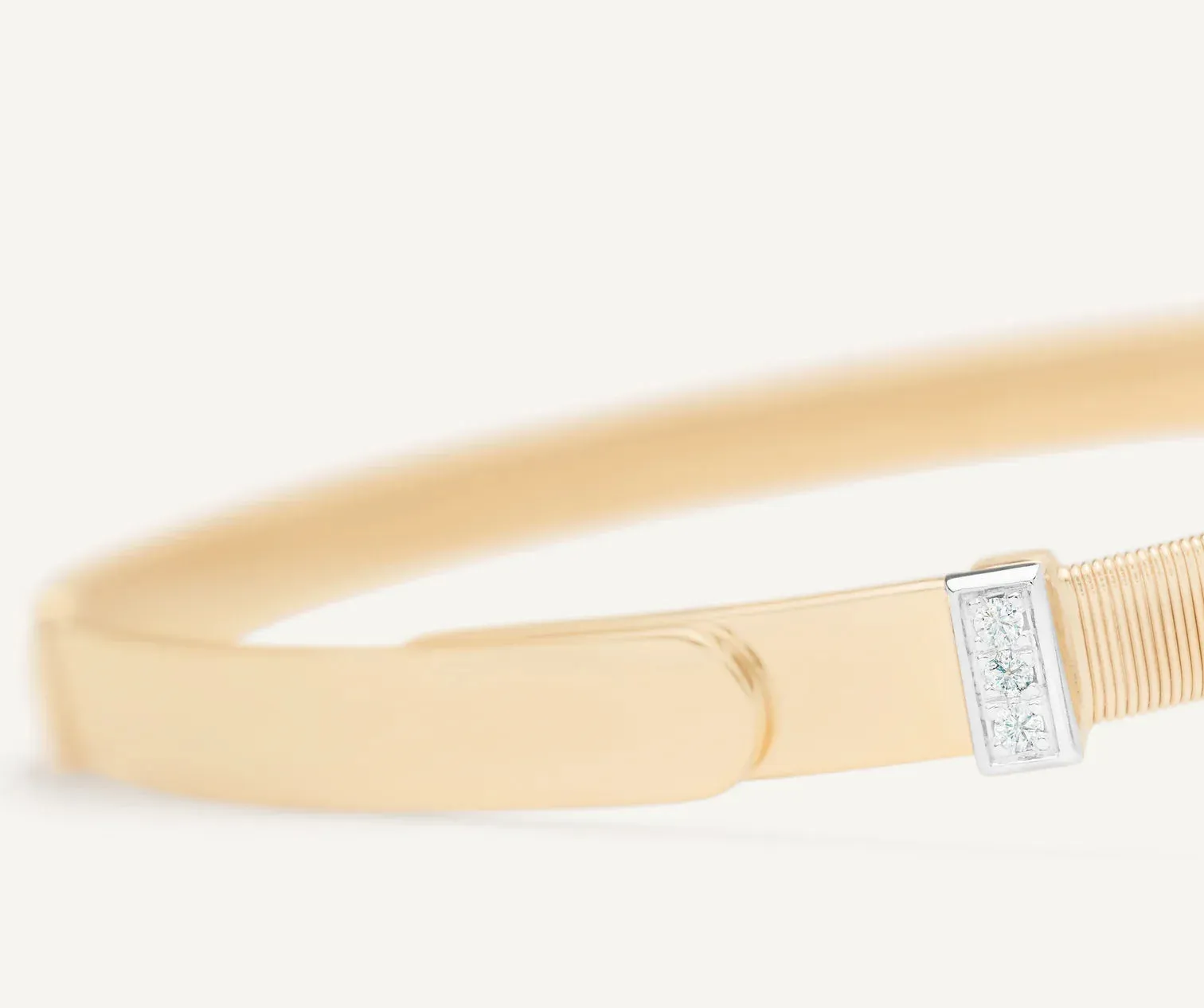 Marco Bicego Masai 18ct Yellow Gold Thin Coil 0.06ct Diamond Bangle