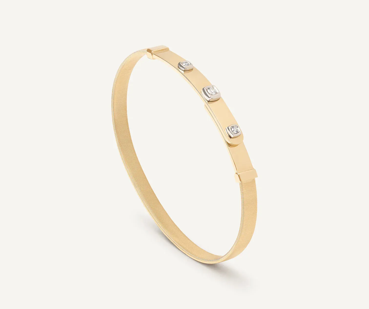 Marco Bicego Masai 18ct Yellow Gold Thin Coil 0.10ct Diamond Bangle