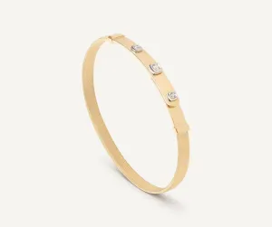 Marco Bicego Masai 18ct Yellow Gold Thin Coil 0.10ct Diamond Bangle