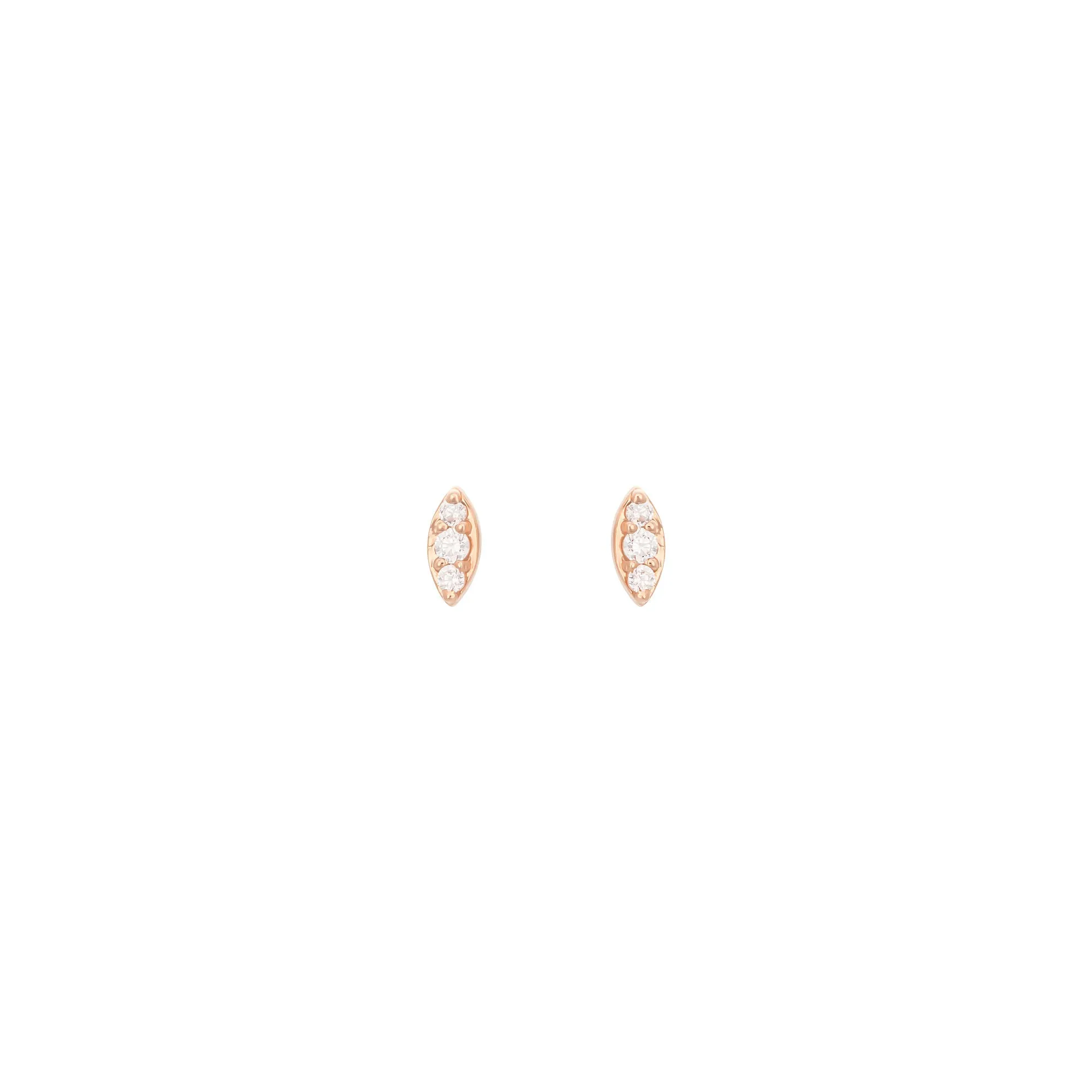 Marquise 18K Rose Gold Stud w. Diamond