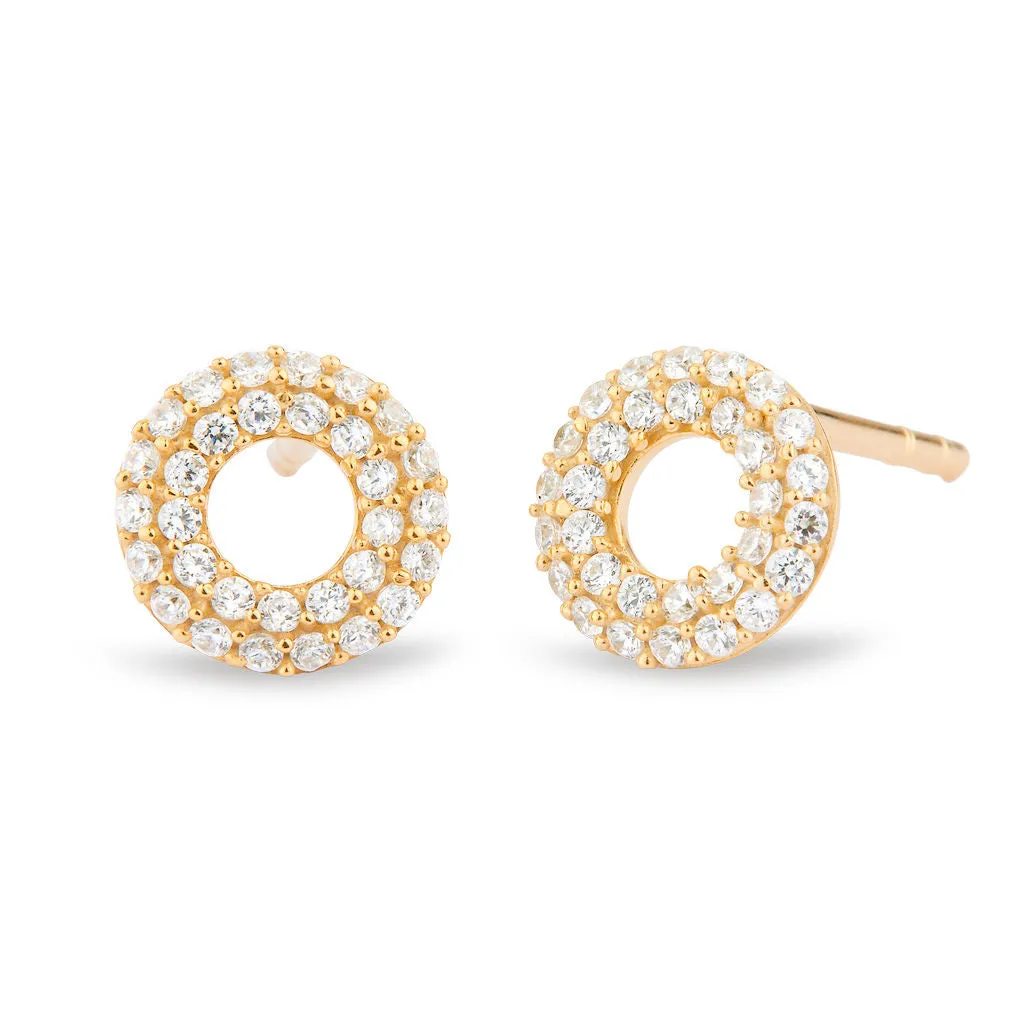 Matiné 18K Gold Studs w. 62 Diamonds