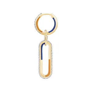 Memory Lane Blue & Orange 14K Gold Earring w. Lab-Grown Diamonds