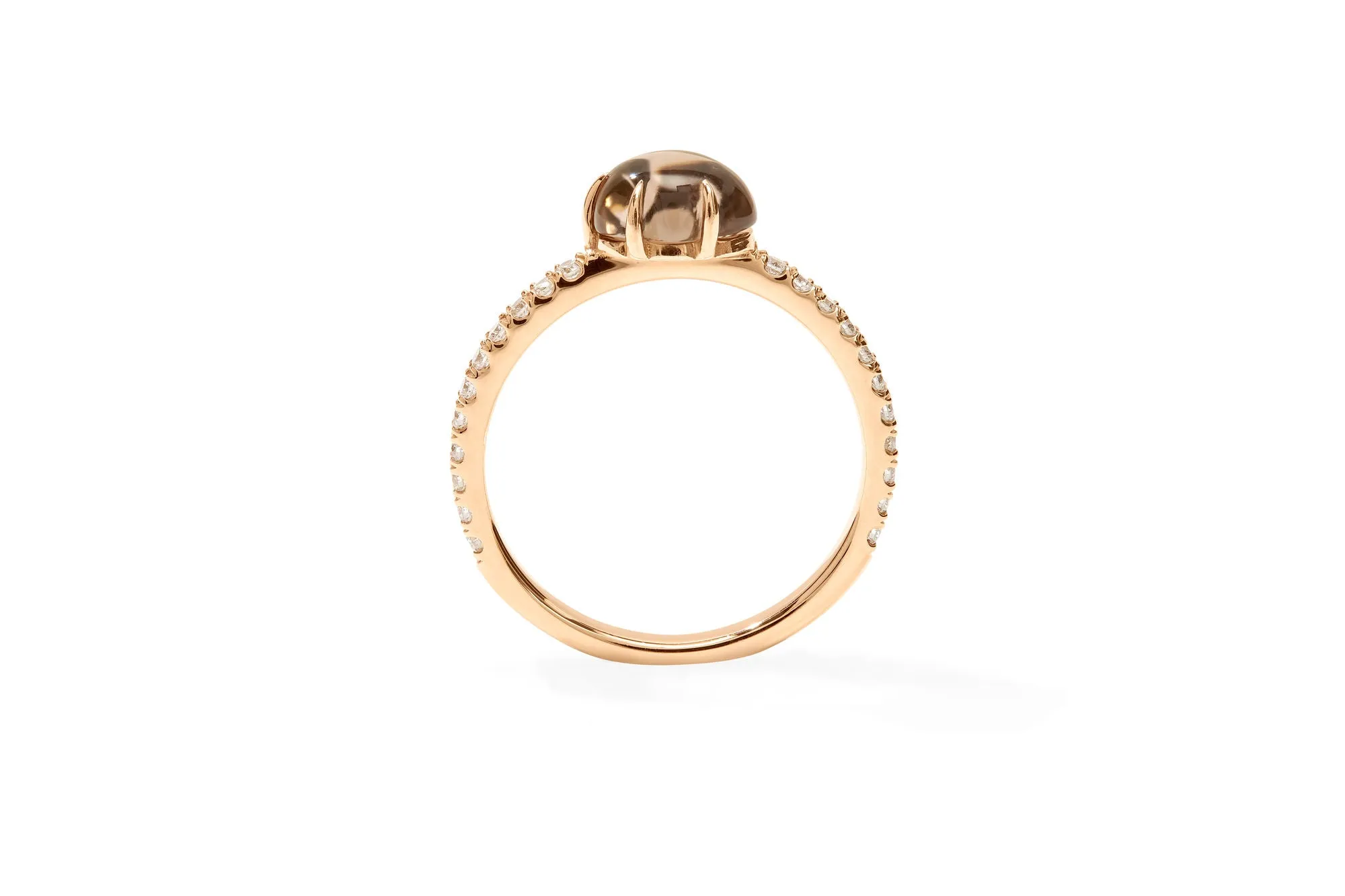 Mid Cloud Pavé 18K Rosegold Ring w. Smokey Quartz & Diamonds