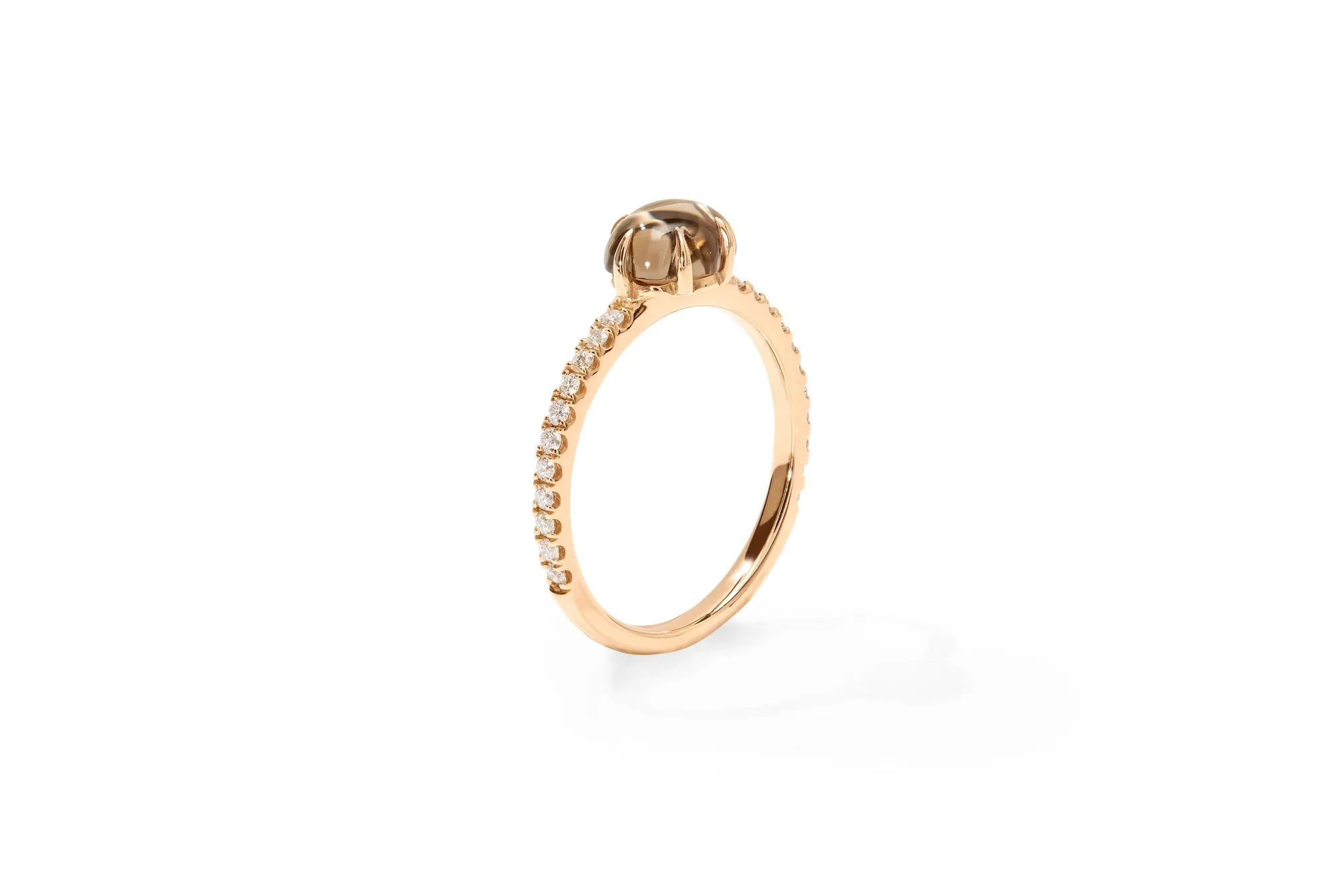 Mid Cloud Pavé 18K Rosegold Ring w. Smokey Quartz & Diamonds