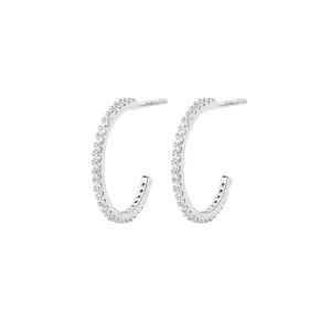 Mini 14mm Silver Hoops w. Zirconia