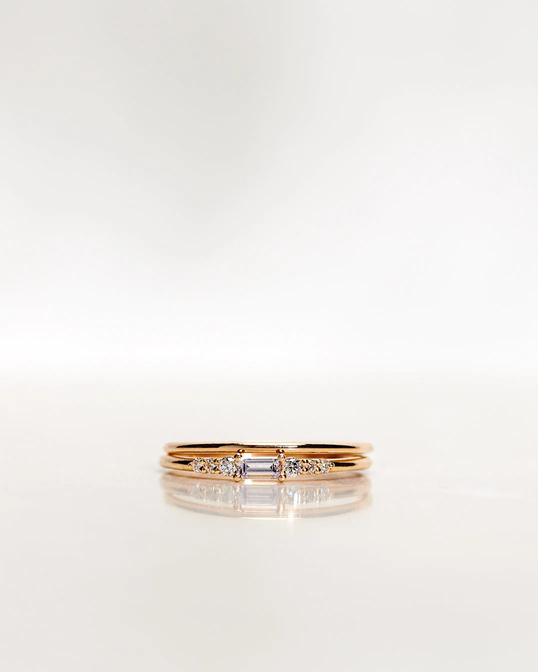 Mini Baguette Brilliant Cluster 18K Gold, Whitegold or Rosegold Ring w. Diamonds