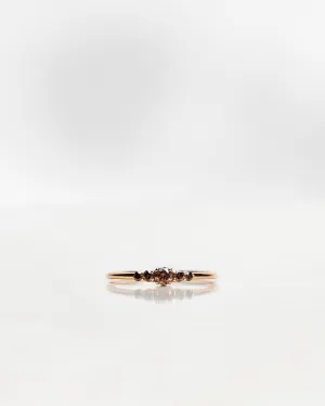Mini Elise 18K Gold, Whitegold or Rosegold Ring w. Dark Chocolate Diamonds