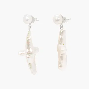 Mira 01 Silver Earrings w. Pearls