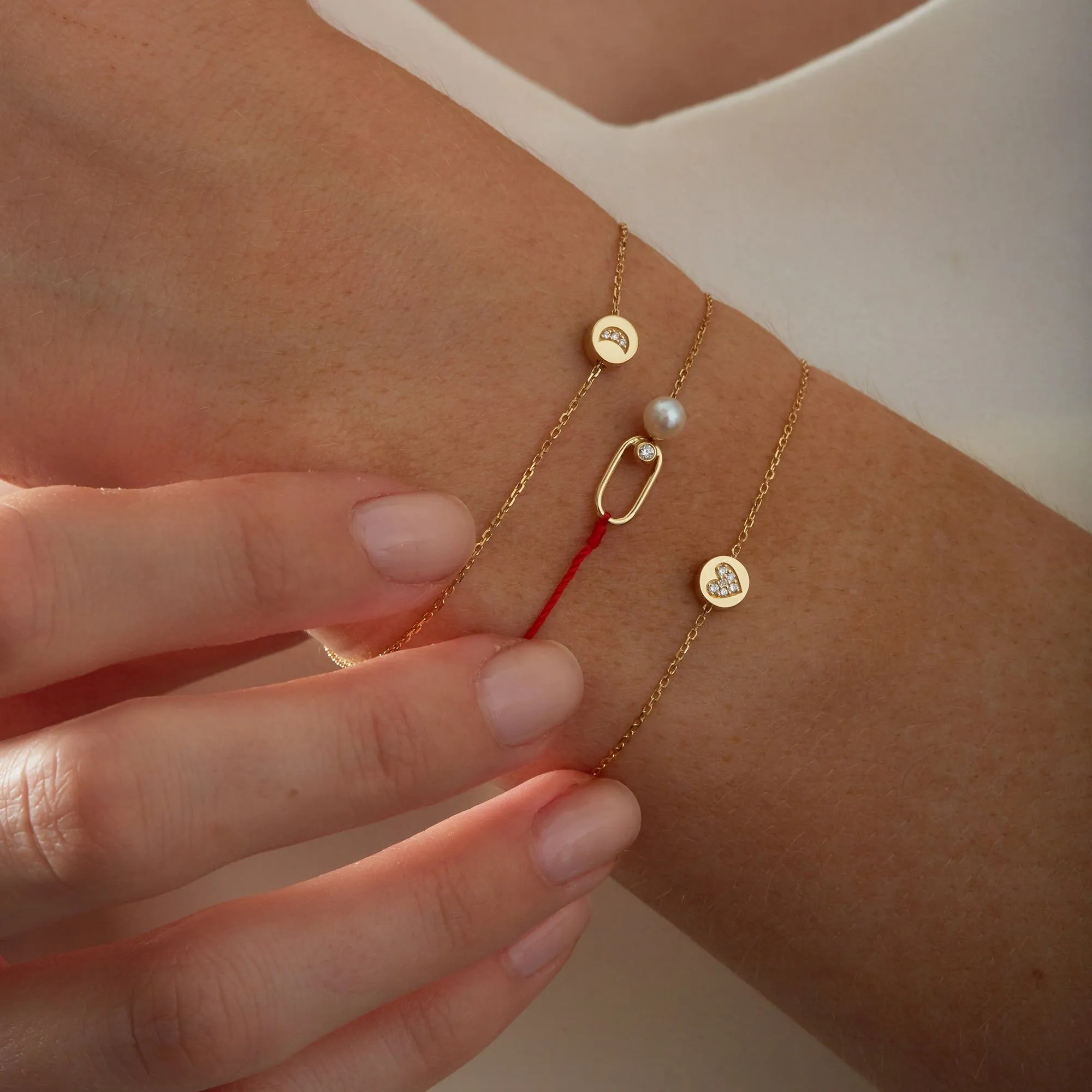 Modern Words Fine Big Love 18K Gold Bracelet w. Diamond