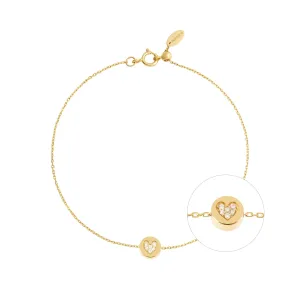 Modern Words Fine Big Love 18K Gold Bracelet w. Diamond