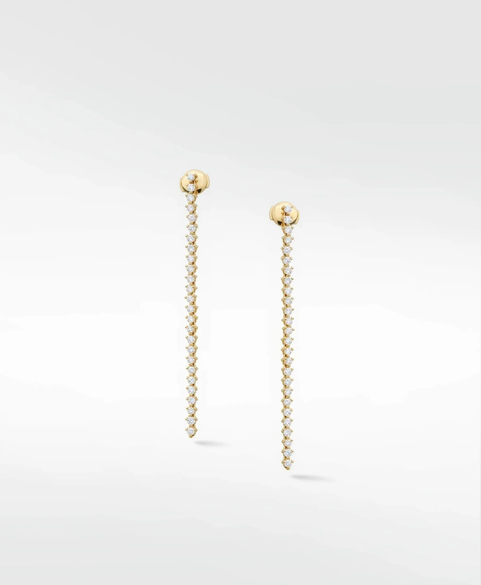 Modernist Tennis Drop 14K Gold Earrings w. Lab-Grown Diamond