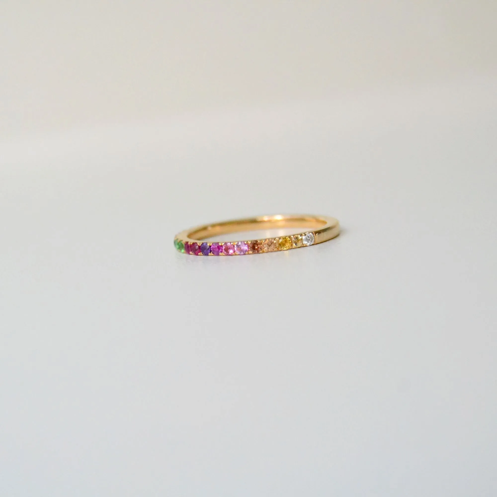 Monara Eternity 18K Gold Ring w. Sapphires, Tsavorite & Diamond