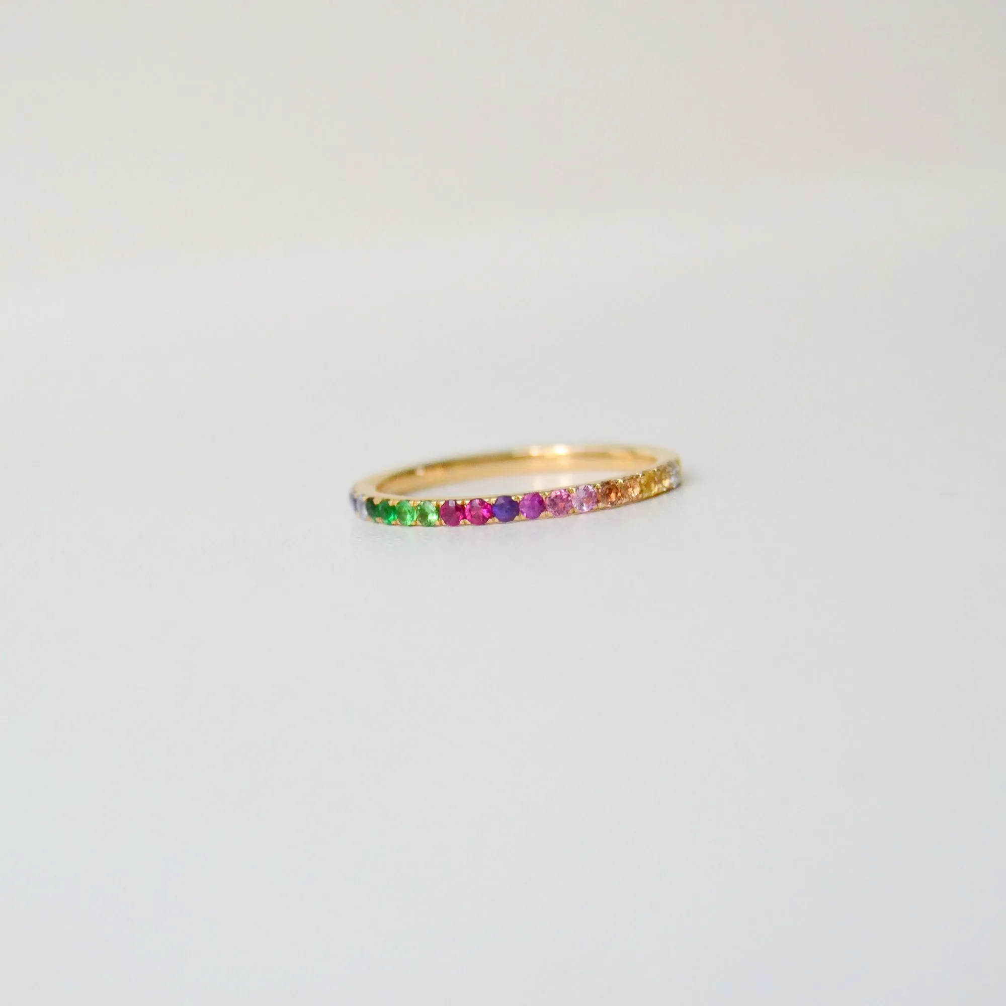 Monara Eternity 18K Gold Ring w. Sapphires, Tsavorite & Diamond