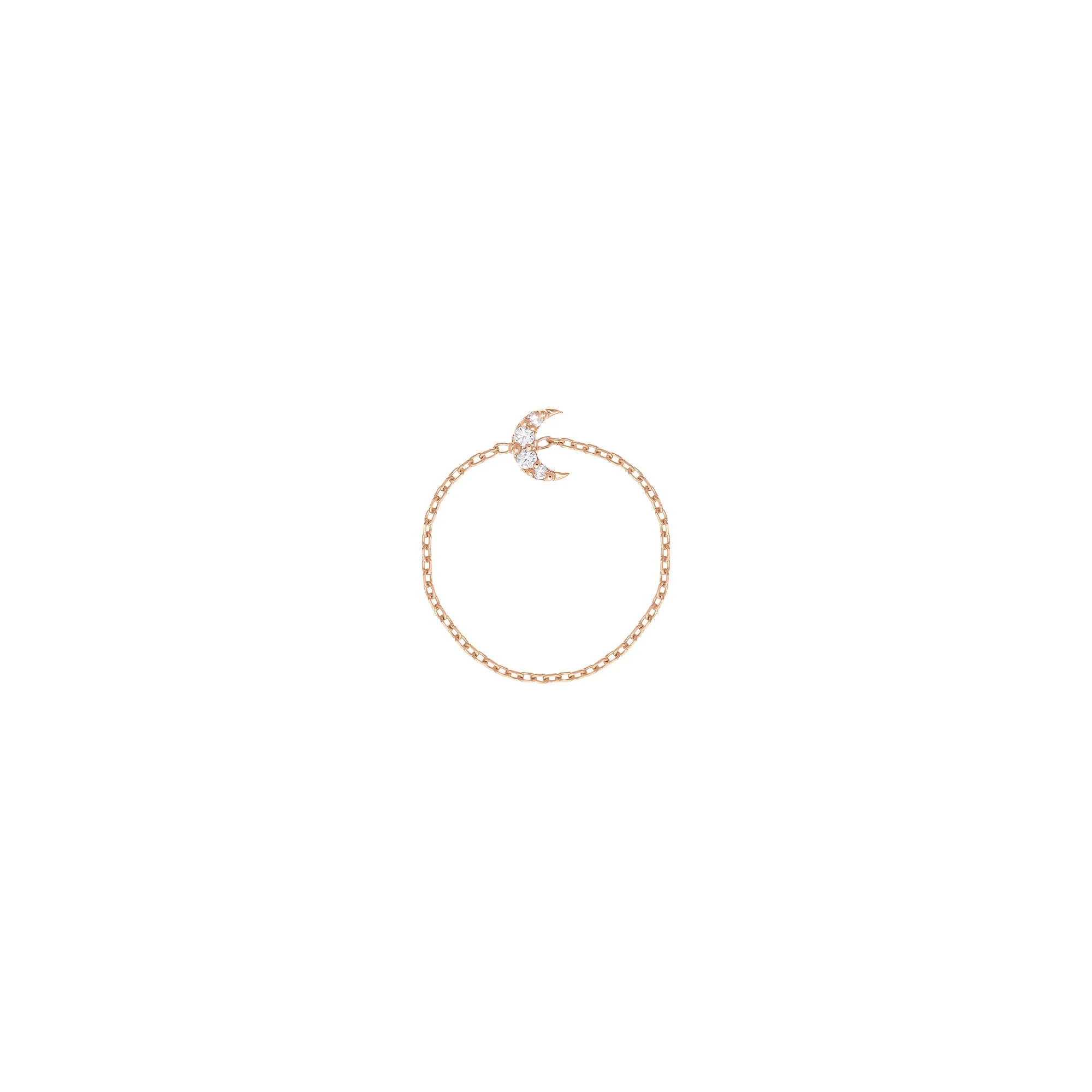 Moon Chain 18K Rose Gold Ring w. Diamonds