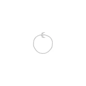 Moon Chain 18K White Gold Ring w. Diamonds
