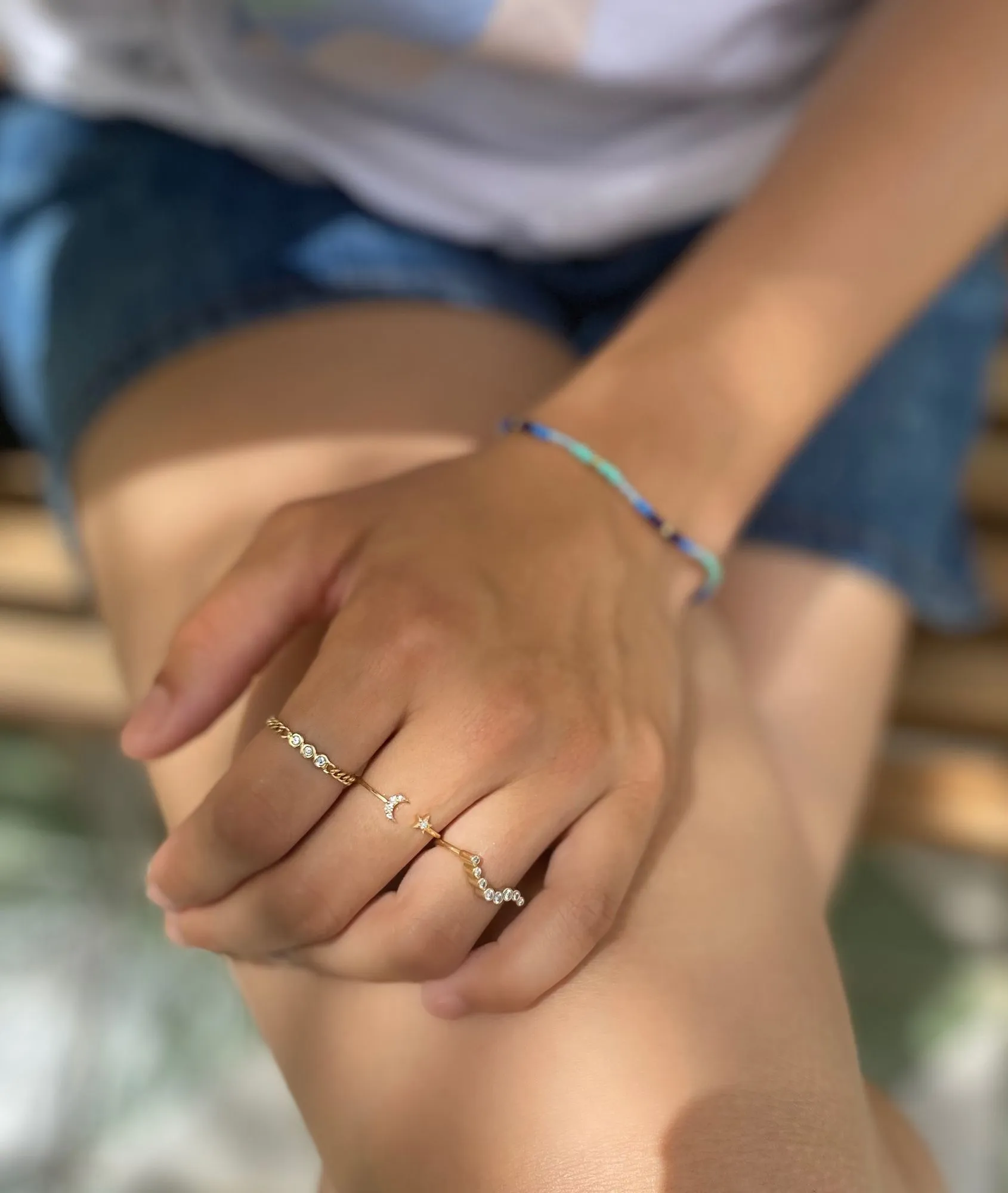 Moonlight, you're my starlight 18K Gold Ring w. Diamonds