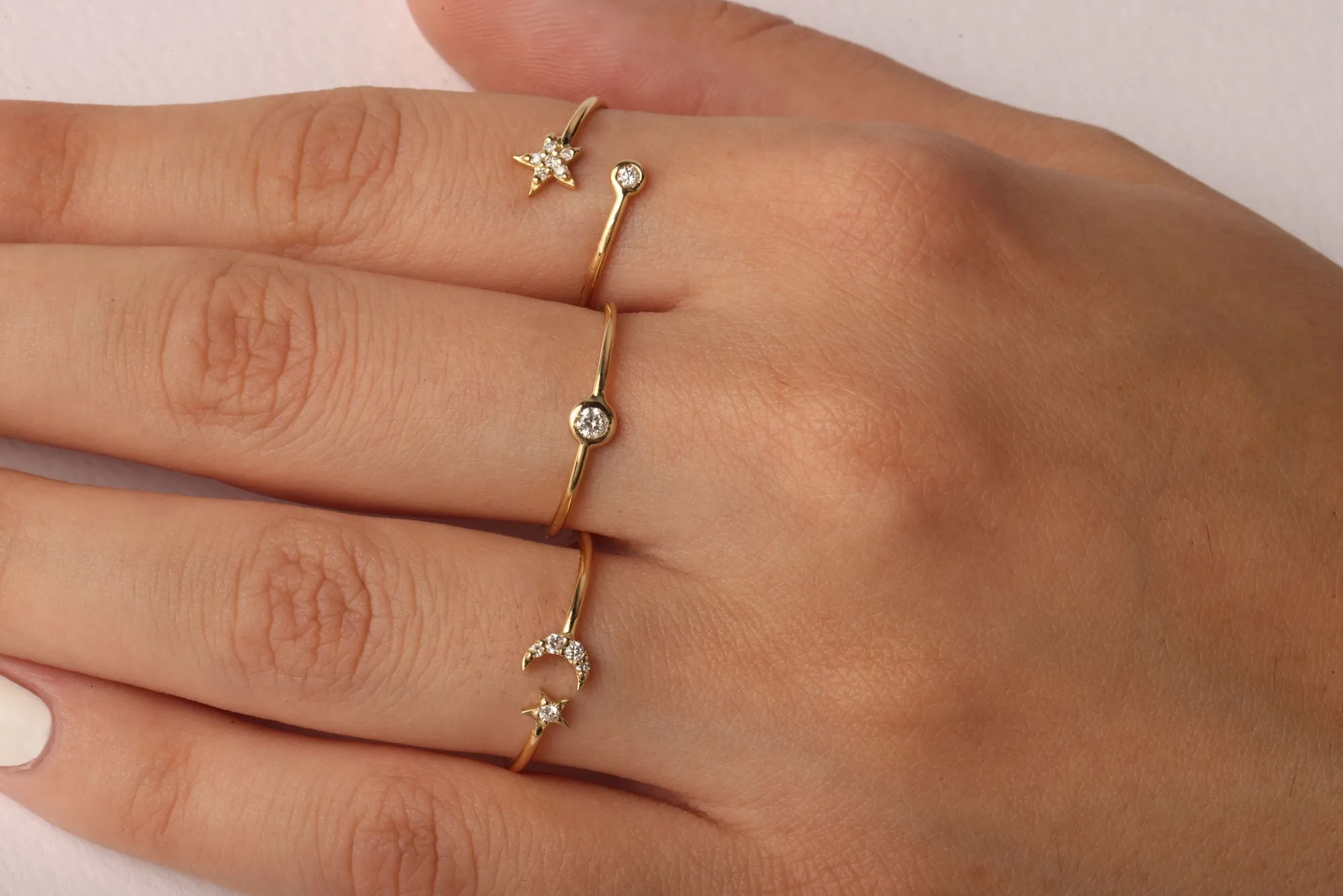 Moonlight, you're my starlight 18K Gold Ring w. Diamonds