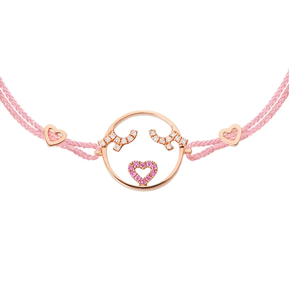 MOYEN Flutter Eyes Cord 18K Rosegold Bracelet w. Sapphire & Diamond