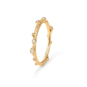 Nature 18K Gold Ring w. Diamonds
