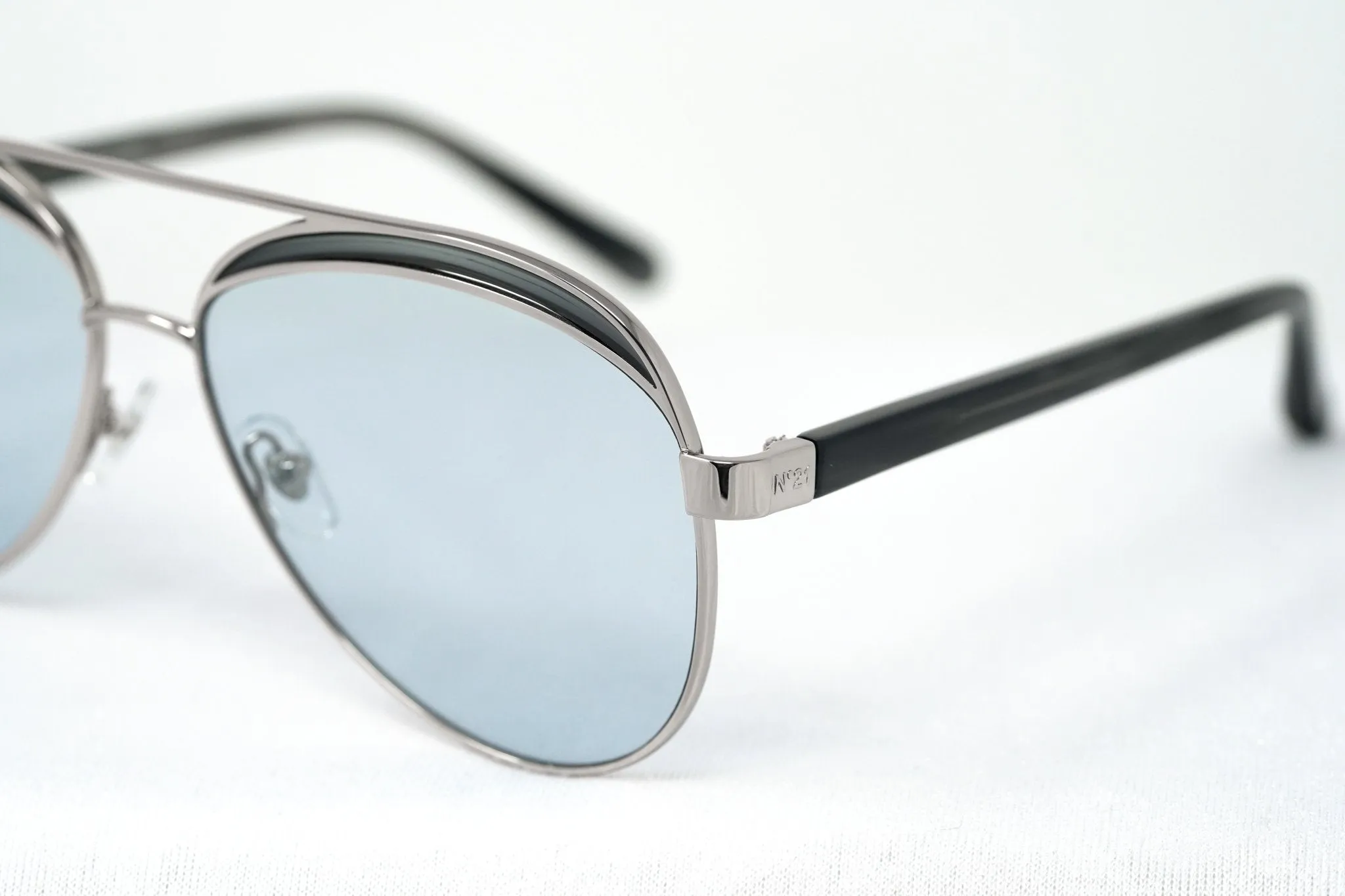 NO 21  Sunglasses Brass and Blue Lenses