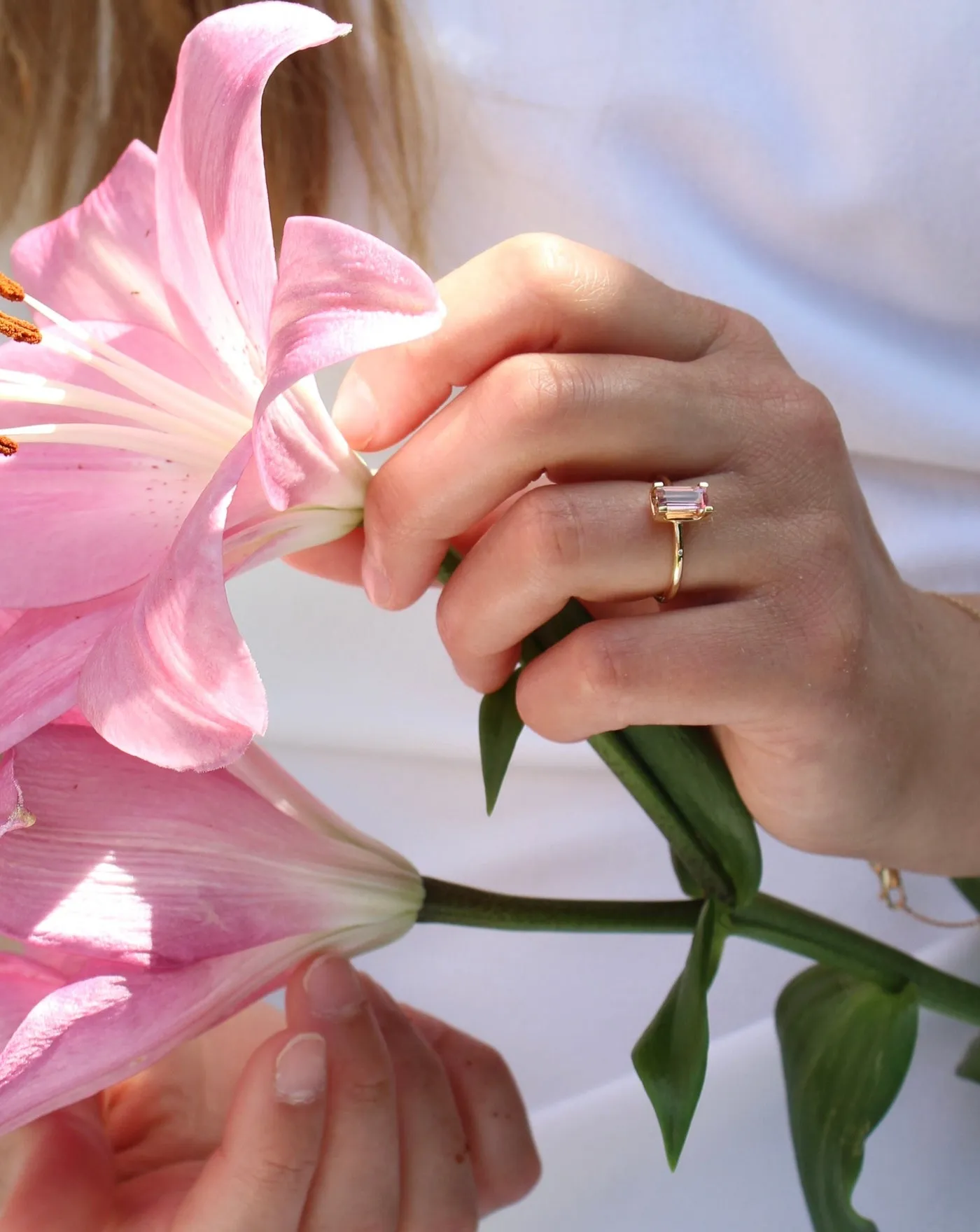 Nord Pink Turned 18K Gold Ring w. Tourmaline & Diamond