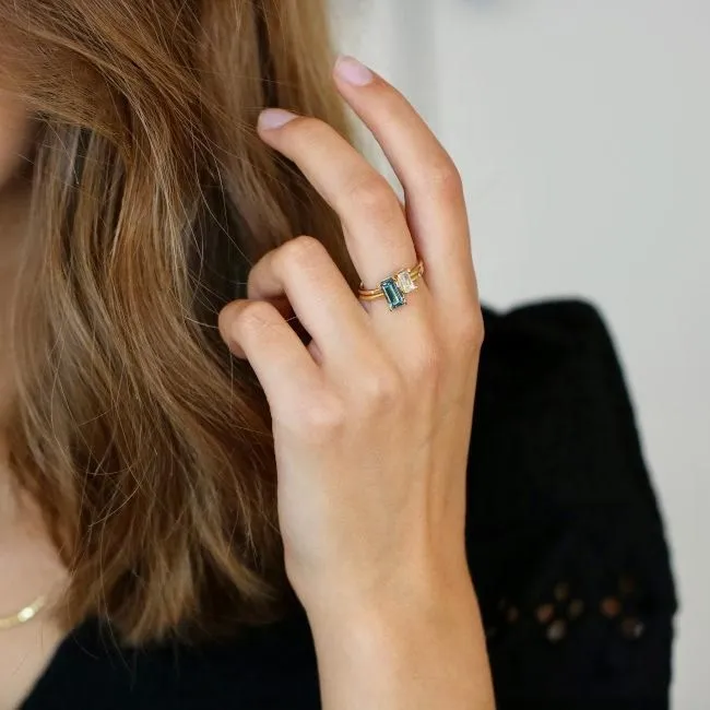Nord Turned 18K Gold Ring w. White Topaz