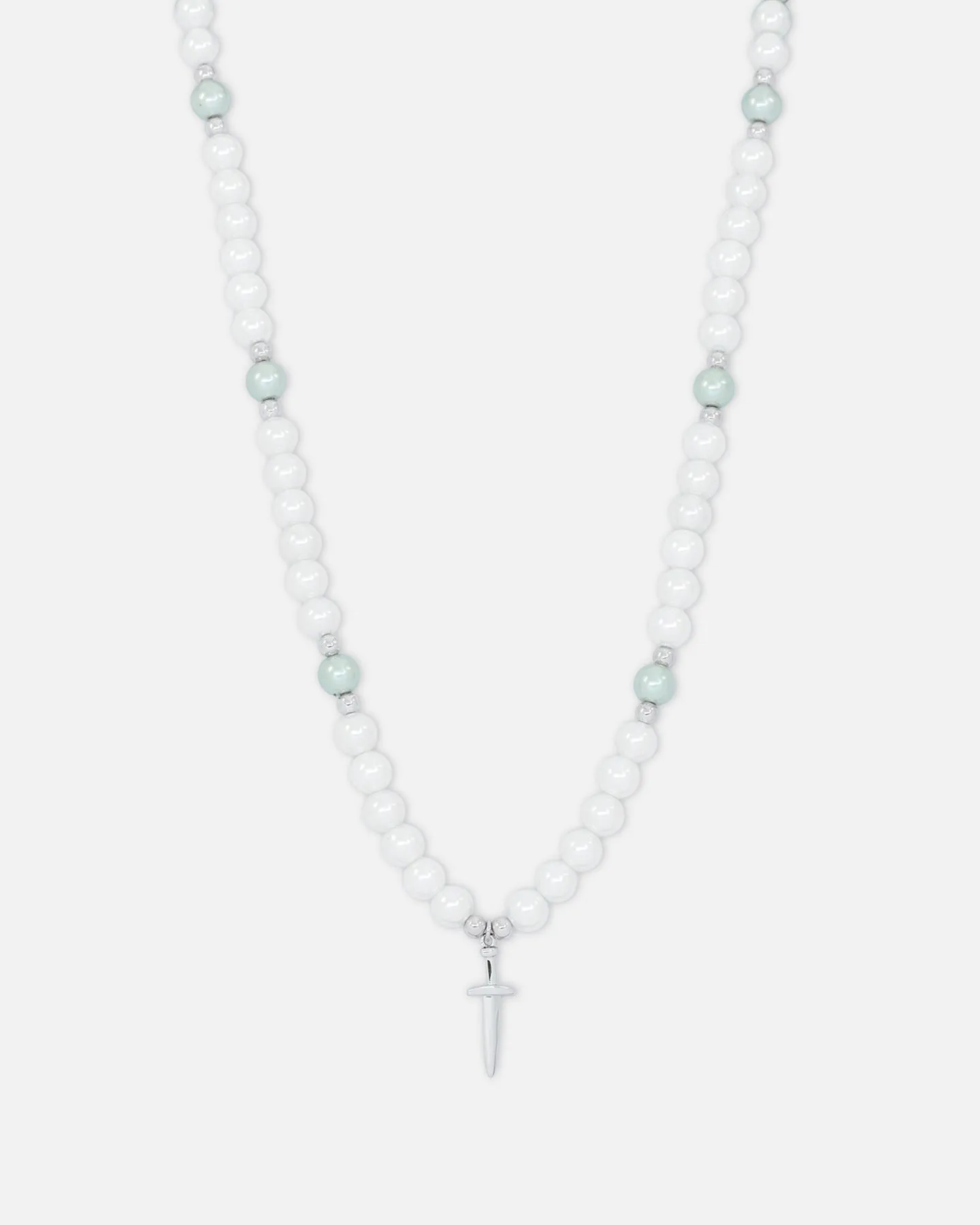 NXS Dagger Pearl Necklace White Gold/Blue