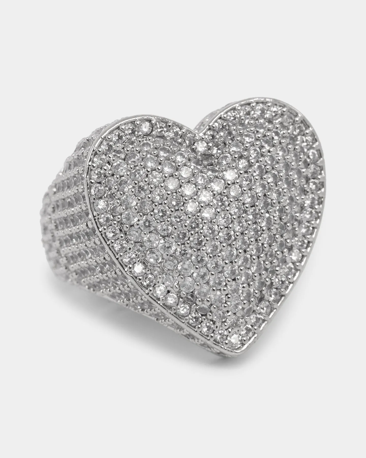 NXS Iced Heart Ring Iced White Gold