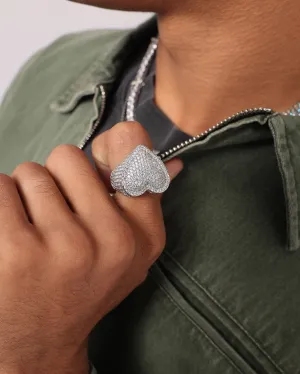 NXS Iced Heart Ring Iced White Gold