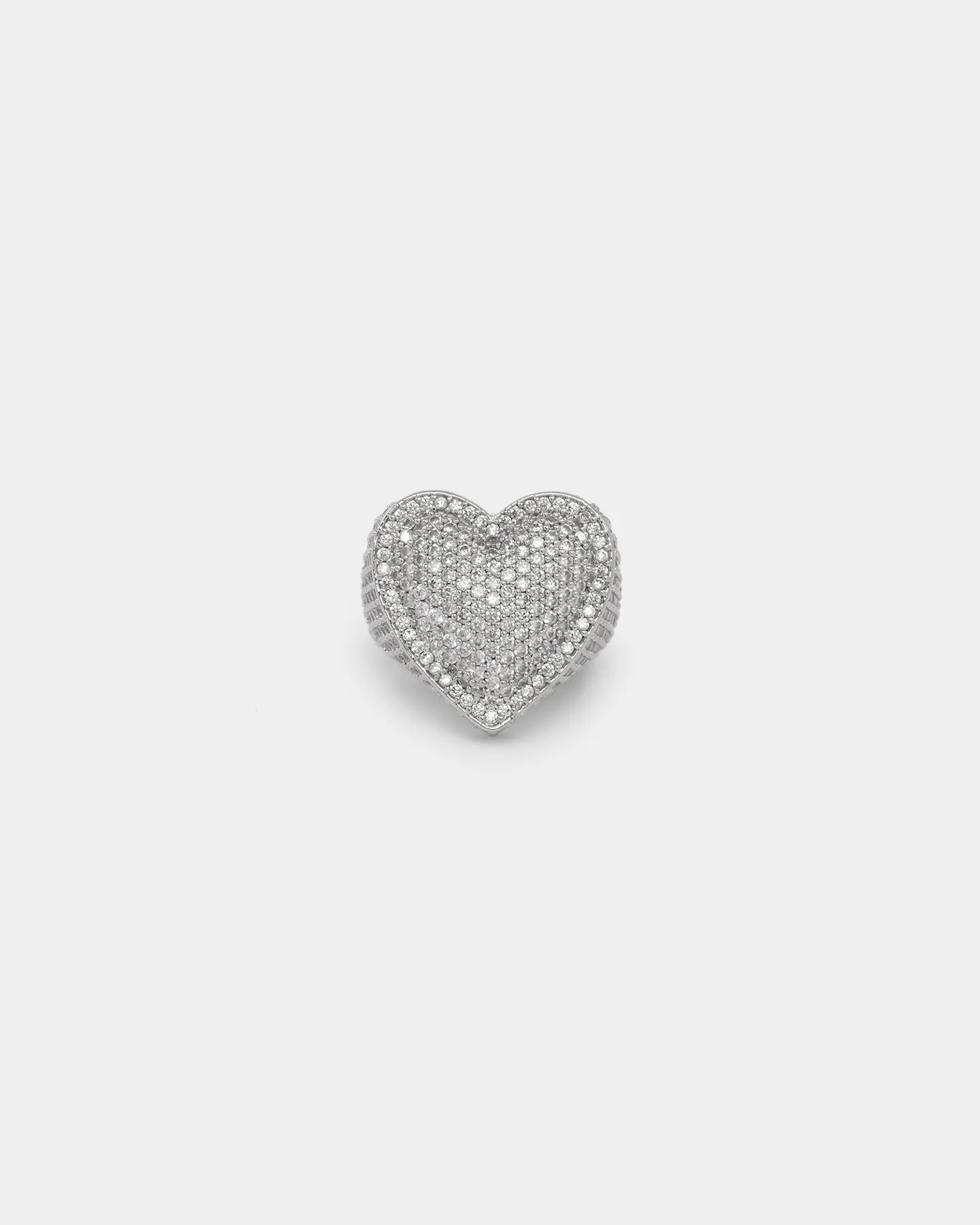 NXS Iced Heart Ring Iced White Gold