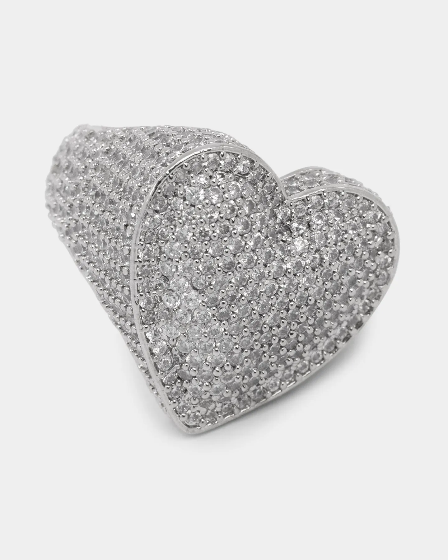 NXS Iced Heart Ring Iced White Gold