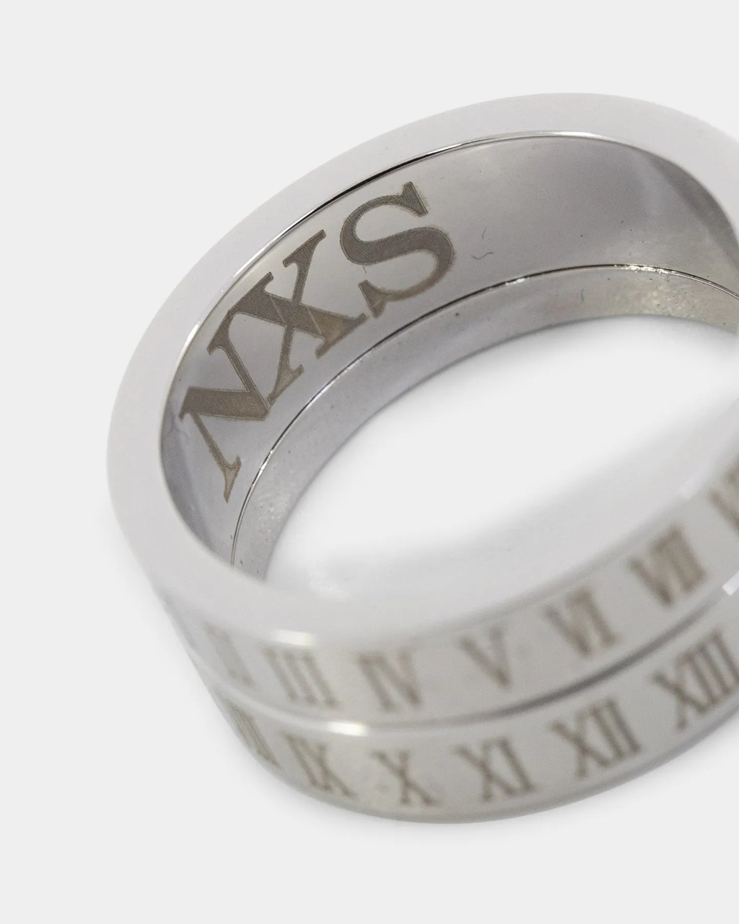 NXS Roman Rotating Ring White Gold