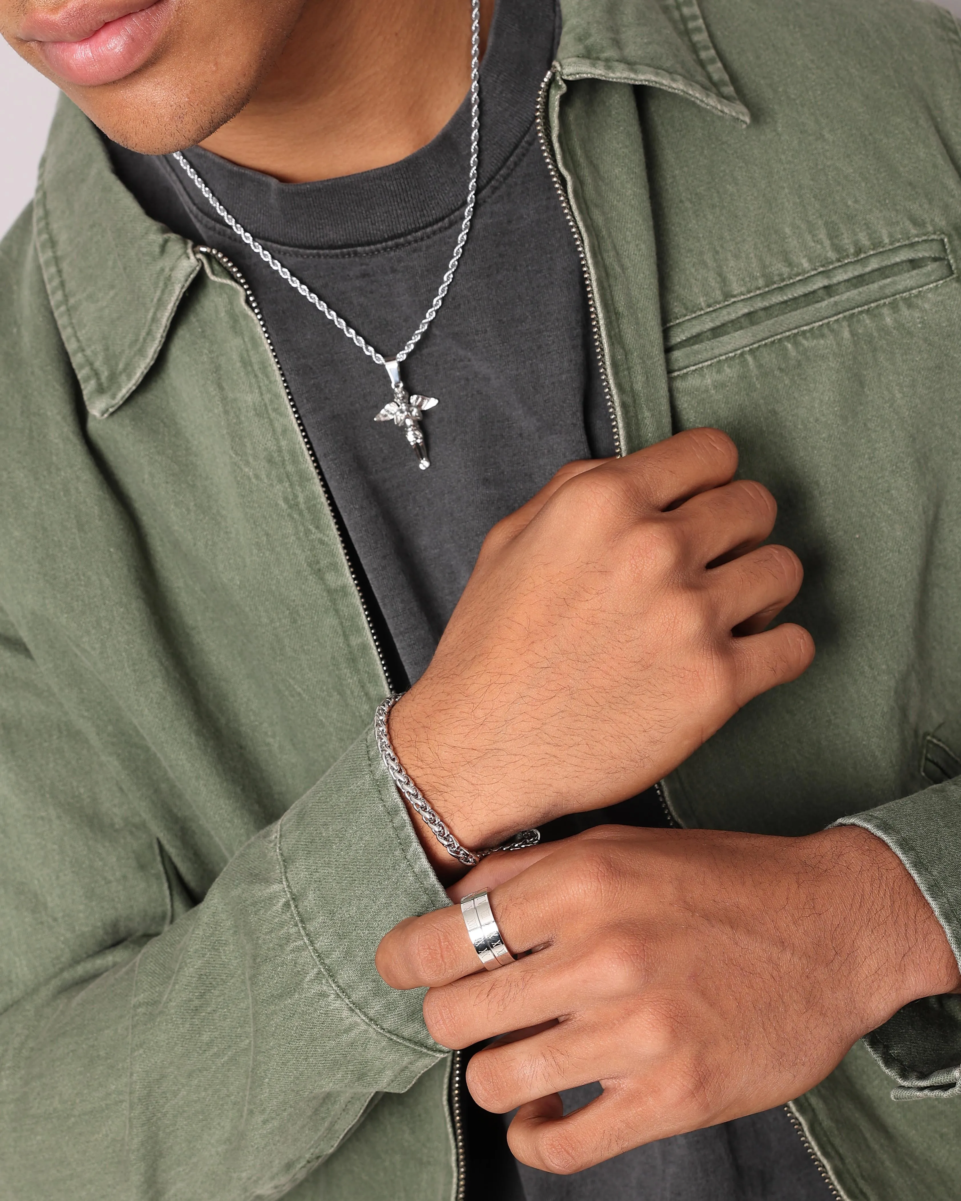 NXS Roman Rotating Ring White Gold