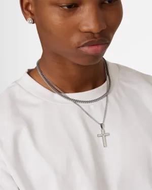 NXS Textured Cross Chain Set White Gold