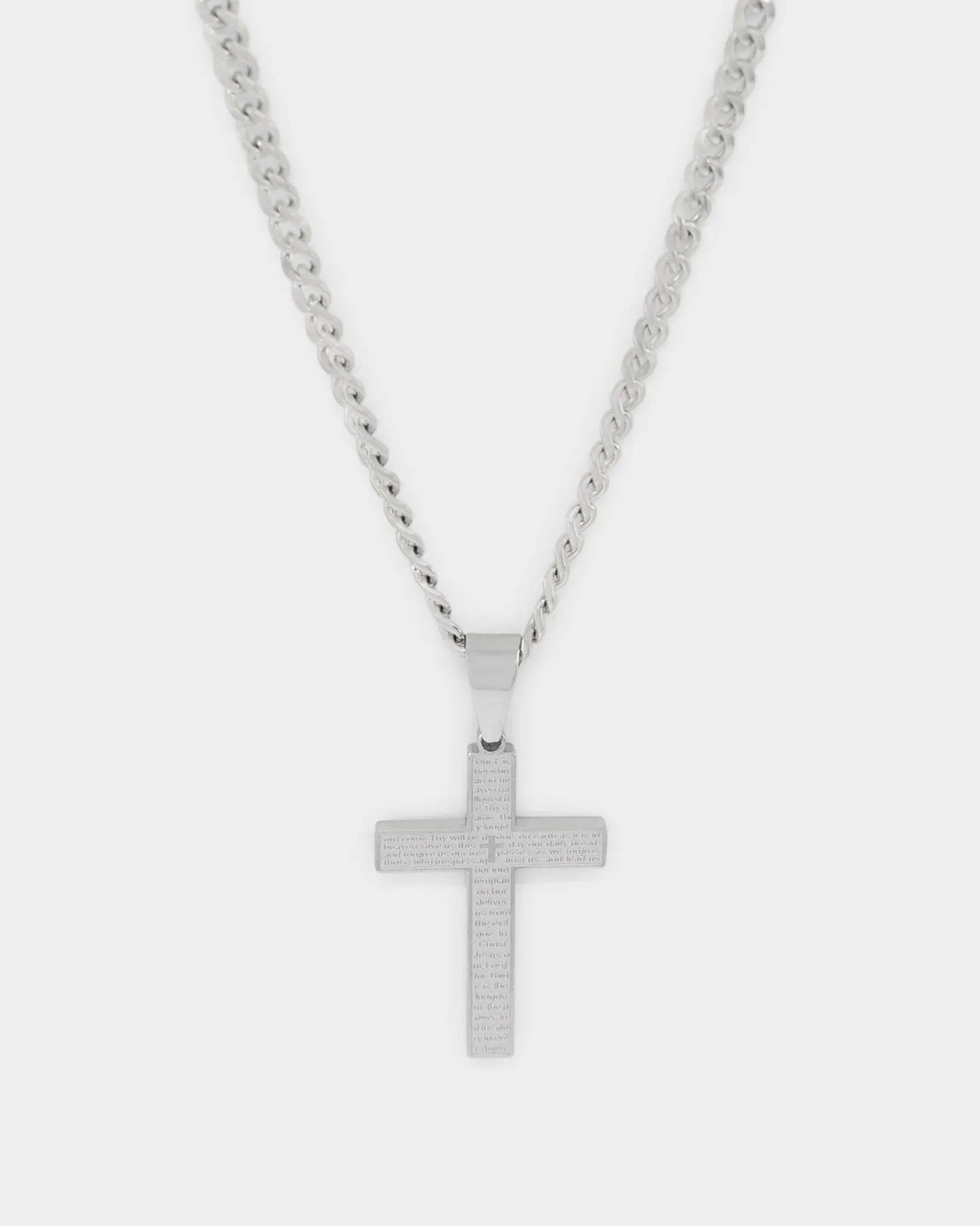 NXS Textured Cross Pendant White Gold