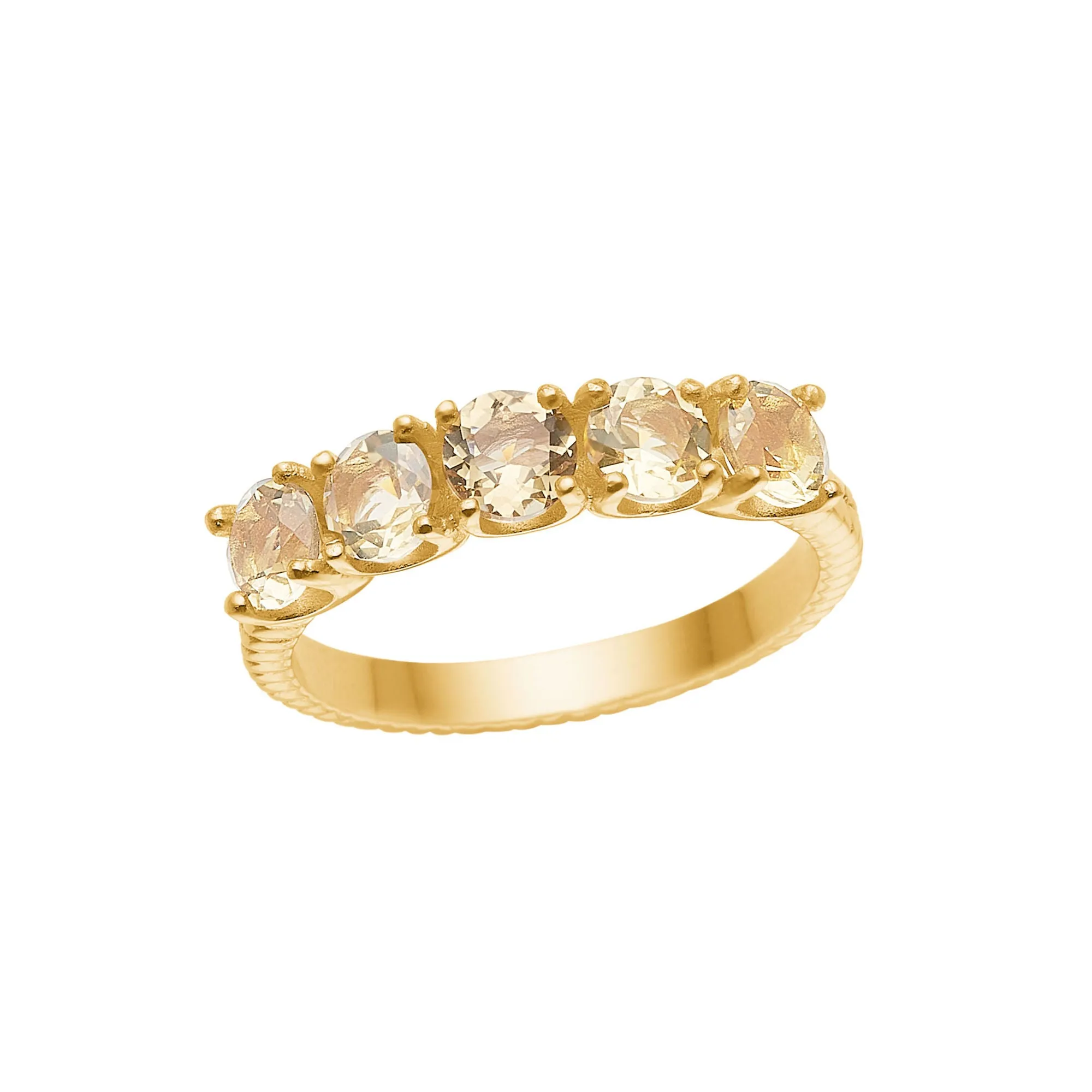 Olalla 18K Gold Plated Ring w. 5 Quartz