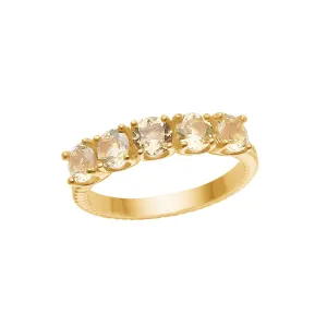 Olalla 18K Gold Plated Ring w. 5 Quartz